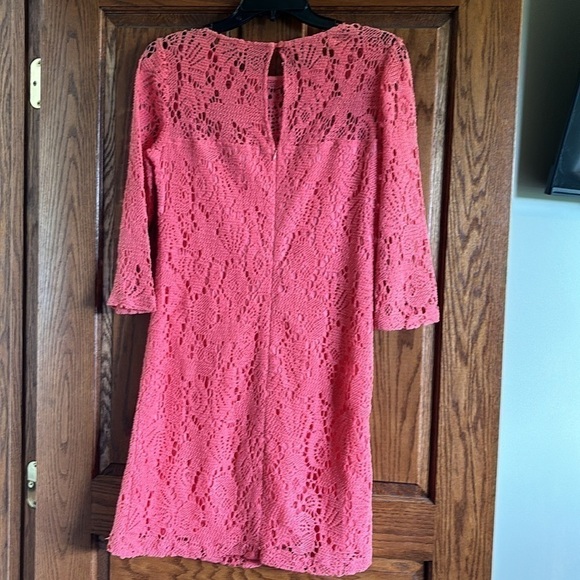 Trina Turk lined cotton mid sleeve salmon colored dress size 4 - Picture 5 of 12